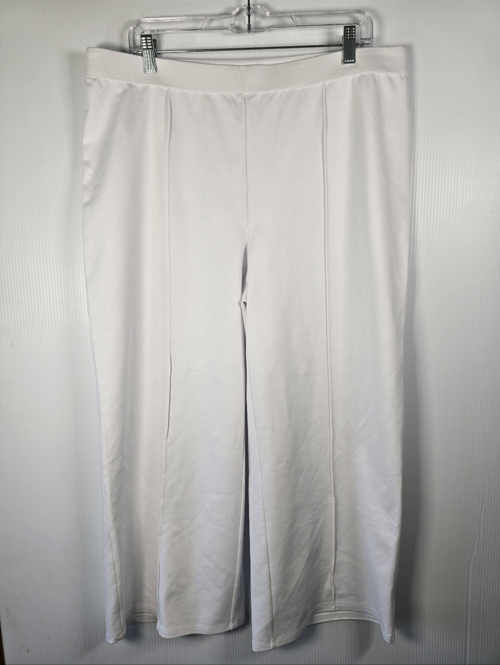 NWT J. Jill Women's Wide-Leg Stretch Pull-On White Cropped Pants Size L